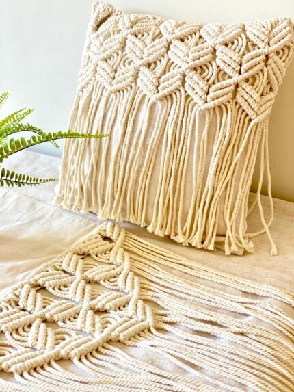 handcrafted macrame cushion