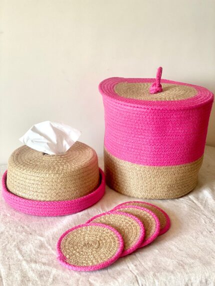 jute storage and coaster set