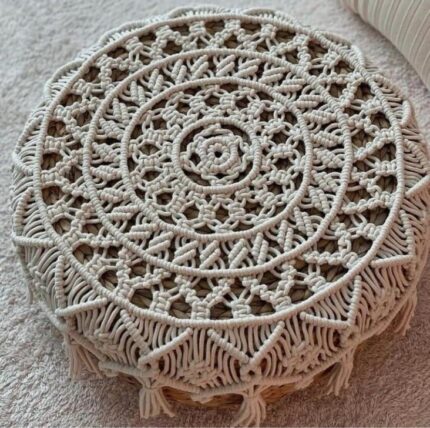 macramé pouf cover