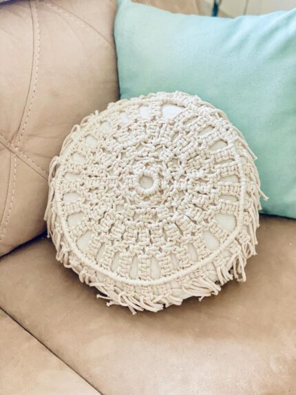 macrame round cushion