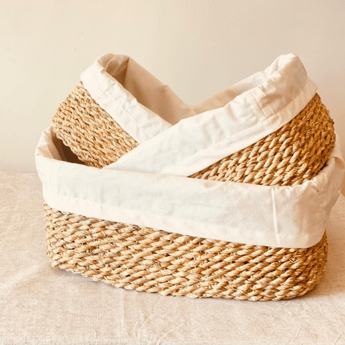 rectangular halfa basket with cover