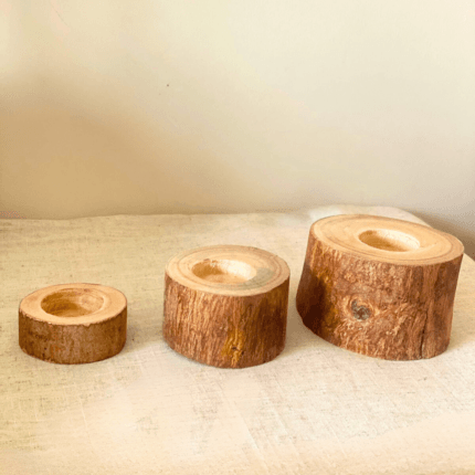 wooden candlestick set