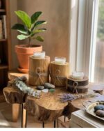 Set of three Wood Tea Light Candle Holders Wooden Votive Candle Holders Candle Tray for Rustic Centerpieces for Dining Table - Image 2