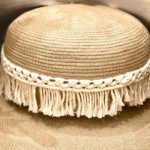jute pouf with macrame