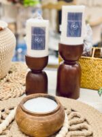wooden candle holders set