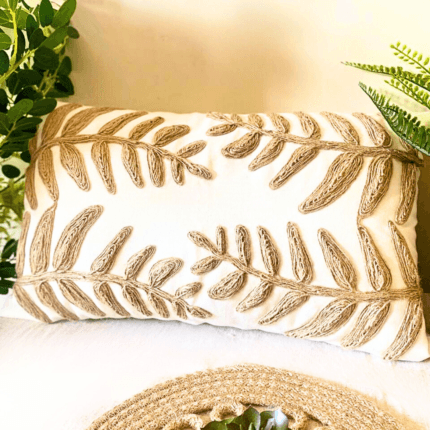 leaf embroidered cushion with filler