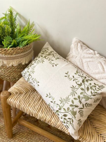 tree leaf embroidery cushion with filler