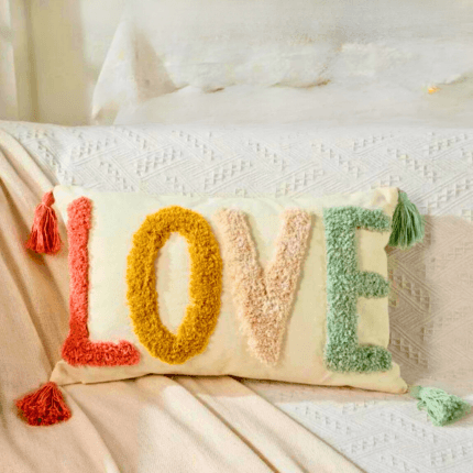 canvas love letter cushion with filler