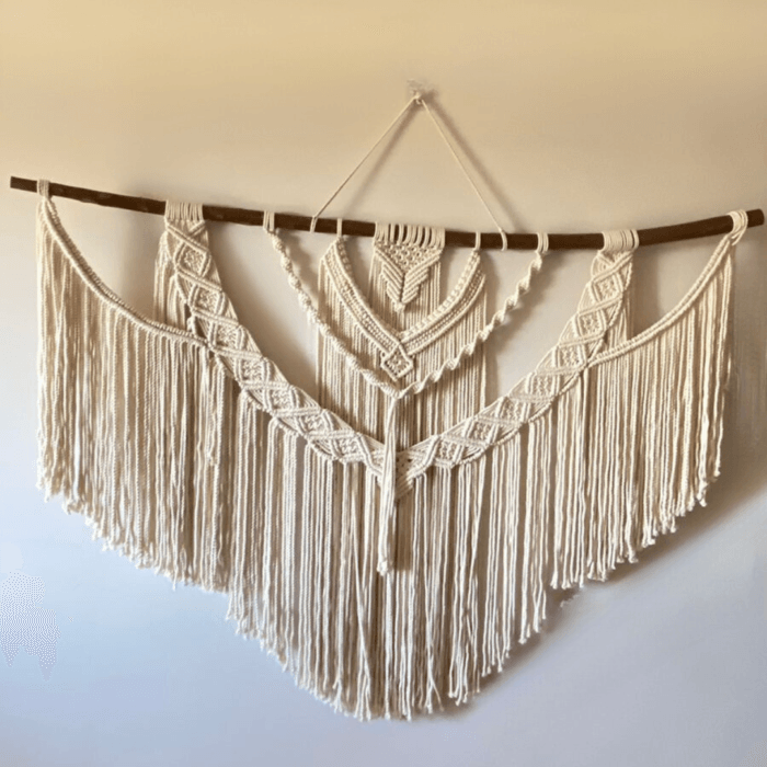 knotted macrame wall hanging
