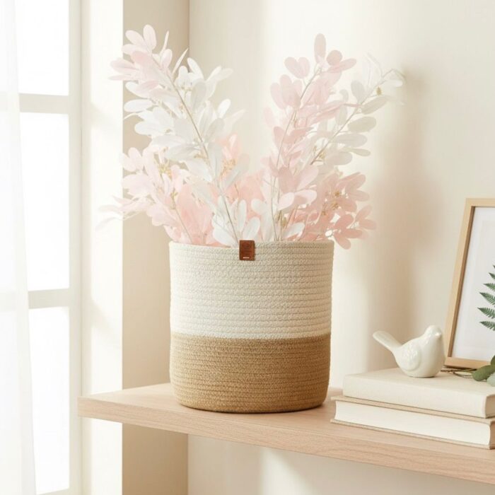 Cotton Rope Woven Basket  Plant Pots Indoor Jute Planter Rope Plant Pot Storage Baskets for Plants, Toys, Crafts, Modern Home Decor - Image 1
