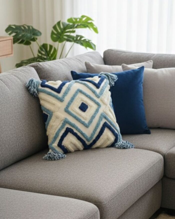 Geometric pattern  tufted multicolor cushion with filler for daily use in living rooms bed roomor gardens - Image 3