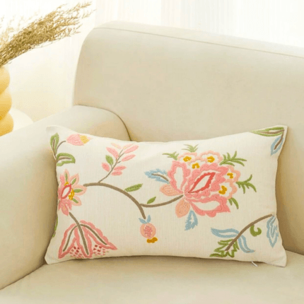 floral embroidered cushion for living room sofa