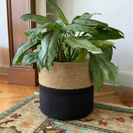 jute & black rope basket