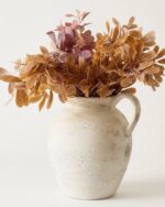 Rustic pottery vase Farmhouse decoration beige pitcher vase with handle vintage flower vases