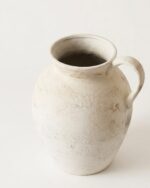 Rustic pottery vase Farmhouse decoration beige pitcher vase with handle vintage flower vases - Image 4
