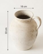 Rustic pottery vase Farmhouse decoration beige pitcher vase with handle vintage flower vases - Image 5