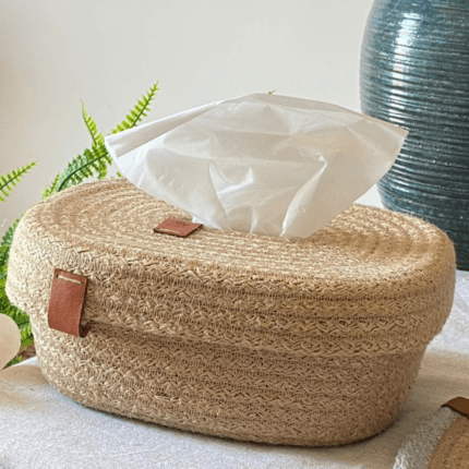 knitted jute tissue box