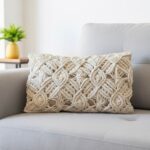 Classic Rectangular Macramé cushion with filler suitable for bedrooms ,sofa ,living rooms