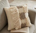 Hand made kilim Wool Cushion 40 x 50 Off White And Cafe tufted cushion - Image 2