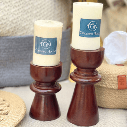 wooden candle stands set