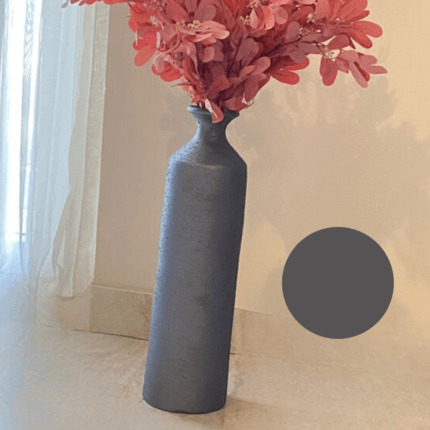 silver metallic pottery vase