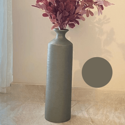 olive metallic pottery vase