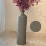 Olive metallic pottery Charcoal Gray Elegance Tall Vase - Image 3