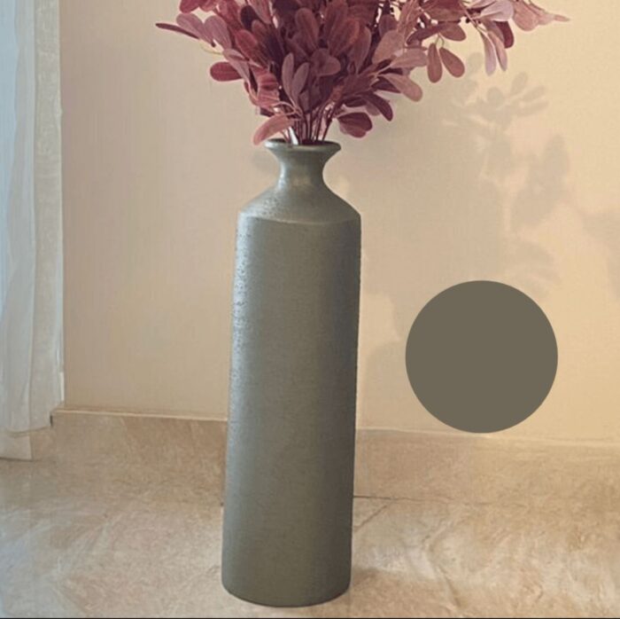 Olive metallic pottery Charcoal Gray Elegance Tall Vase - Image 3