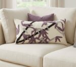 Elegant Lavender Bamboo Embroidered Decorative Throw cushion for Couch and Living Room – Soft Rectangular Cushion Cover with Botanical Design