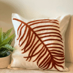 Canvas leaf Embroidery Cushion with filler for Living Room, Bedroom, Decorative Pillow Covers for Couch, Sofa, Chair - Image 4