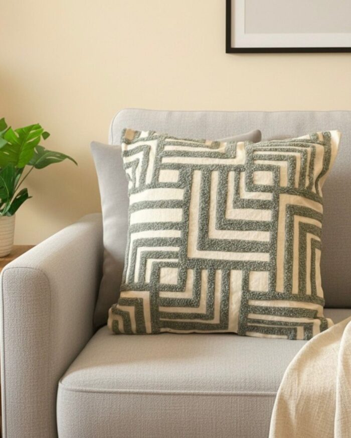 Geometric tufted cushion with filler for Living Room, Bedroom, Decorative Pillow Covers for Couch, Sofa, Chair - Image 1