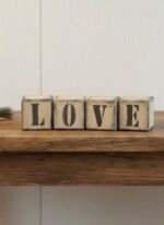 Rustic Ocean Blue   Decorative Home Accent Set with Wooden "LOVE" Letter Blocks, porcelain Tray, and Matching Ornaments for Farmhouse Living Room, Entryway, or Shelf Display - Image 6