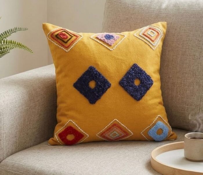 Honey color Bohemian Embroidery Living Room Cushion Sofa Cushion Back Cushion cushion - Image 1