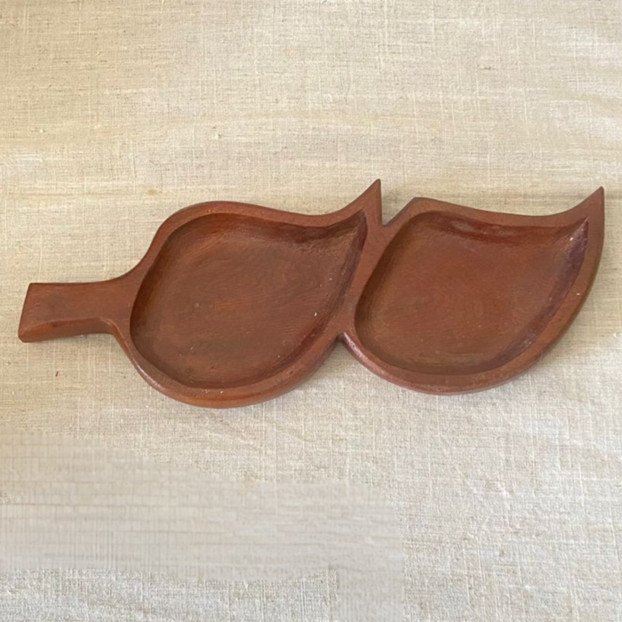 Ramadan serving trays with wooden and leaf