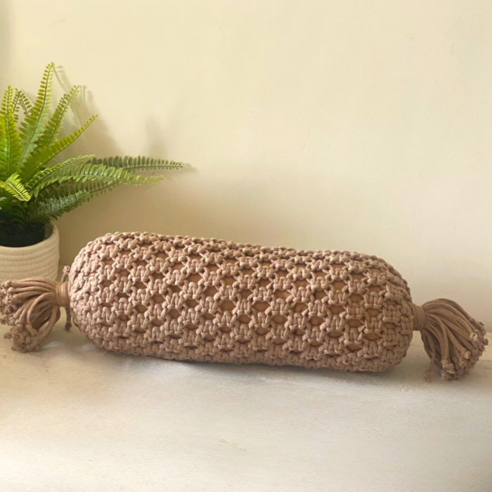 handmade macramé bolster pillow