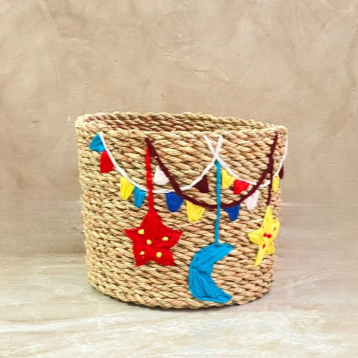 ramadan embroidered halfa storage basket