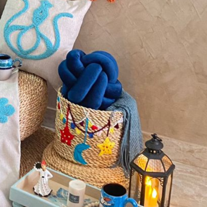 ramadan living room with gradient beach pattern cushions