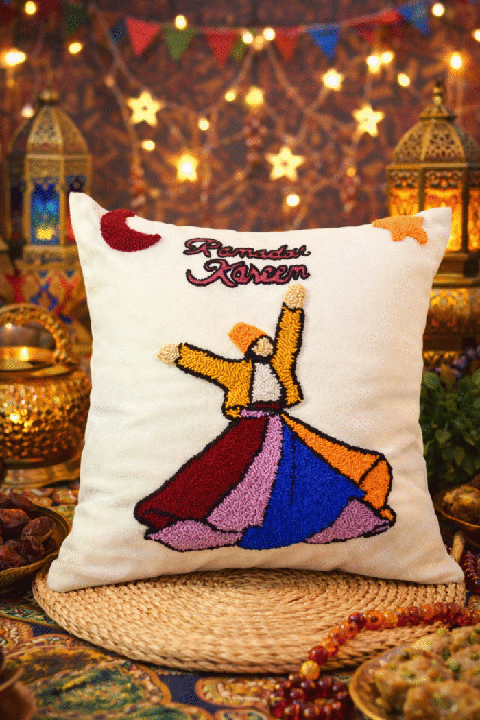 Ramadan Blessings Whirling Spirit Decorative Pillow for Tranquil Moments with filler - Image 1