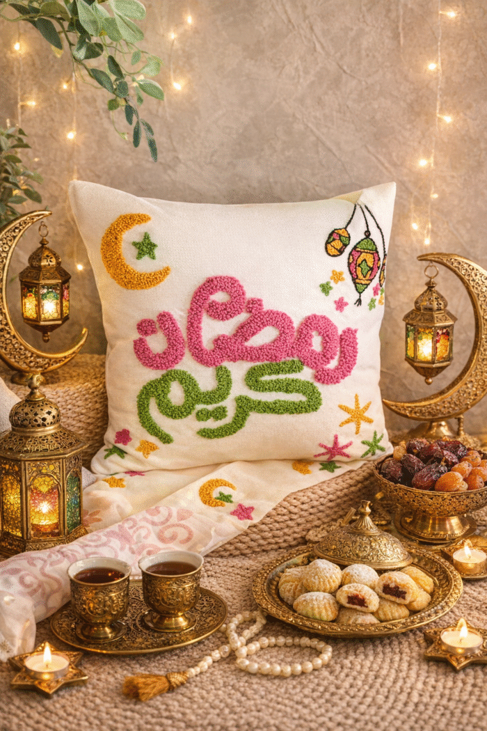 Ramadan Kareem colored cushion with filler - Image 1