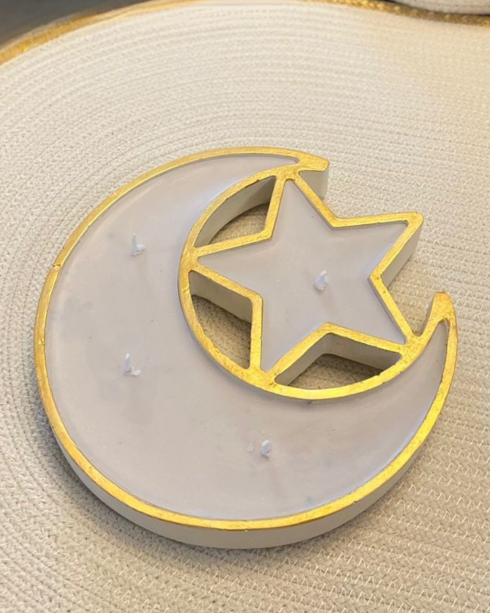 ramadan crescent and star candle