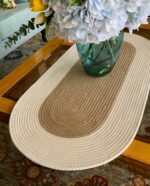 Oval front cotton and jute table runner-Sustainable Eco-Friendly Jute Handmade Woven Table Runner