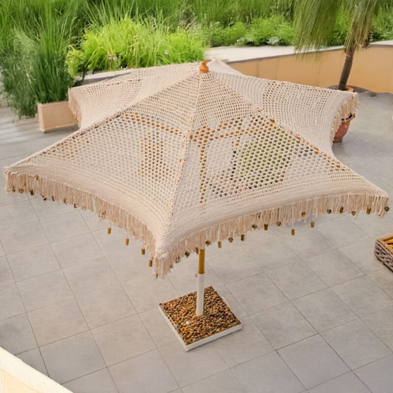 Handmade wooden crochet beach and garden shade