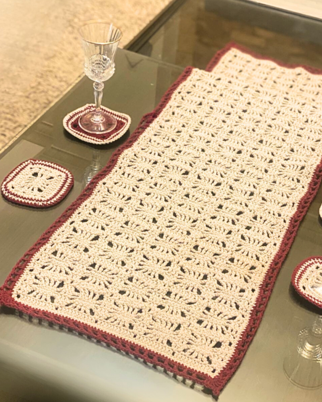 vintage handmade crochet runner