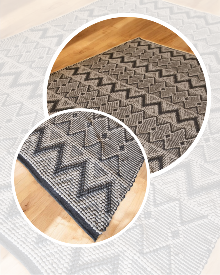 handmade Kilim Black and beige pattern carpet - Image 4