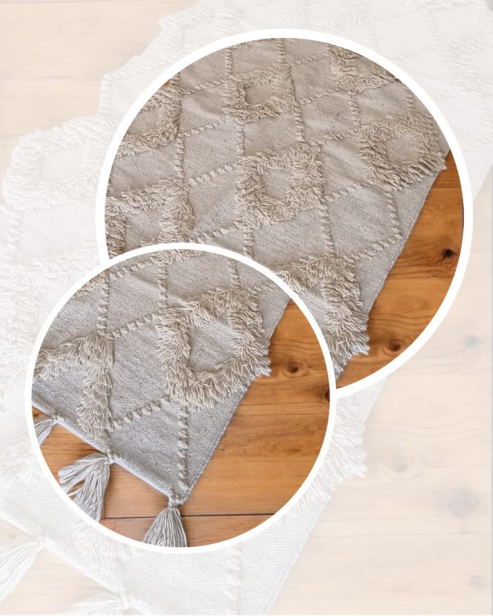 Handmade Embossed khaki tufted carpet - Image 3