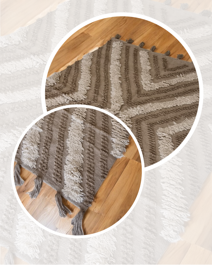 handmade Kilim Brown and beige pattern carpet - Image 4