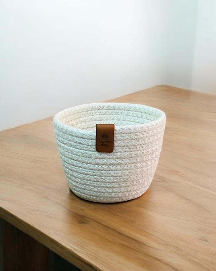 Handcrafted Crochet Cotton Pot and Organizer Basket – Stylish Multipurpose Container for Succulents Small Plants Keys or Office Supplies - Image 4