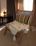 Handcrafted Nordic Lounge Chair – Woven Rope Seat & Backrest | Solid Wood Frame - Image 4