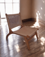 Handcrafted Nordic Lounge Chair – Woven Rope Seat & Backrest | Solid Wood Frame - Image 8