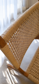 Handcrafted Nordic Lounge Chair – Woven Rope Seat & Backrest | Solid Wood Frame - Image 6